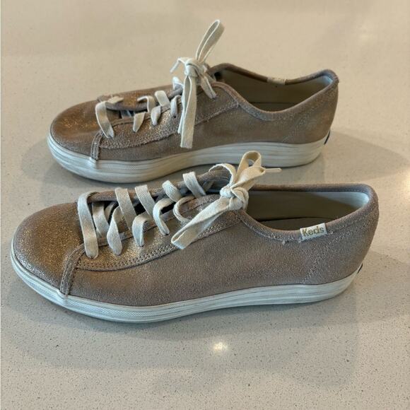 keds tripe kick glitter suede sneakers size 7.5 - Picture 1 of 9